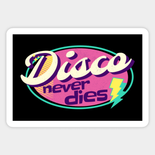 DISCO  - Never Dies Retro (pink/yellow/teal) Magnet